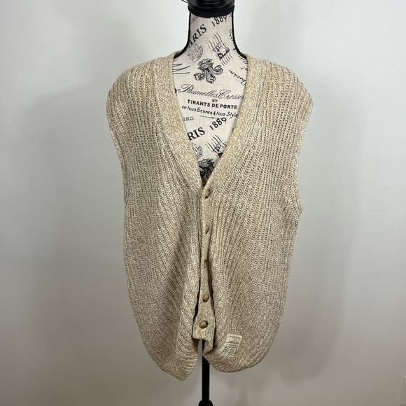 NWT Vintage Abercrombie and finch grandpa button up Tan sweater vest - Picture 1 of 12